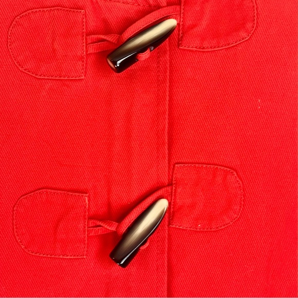 🍓Banana Republic Jacket Size Small Hooded Red Toggle closure Pink lining - Picture 3 of 12